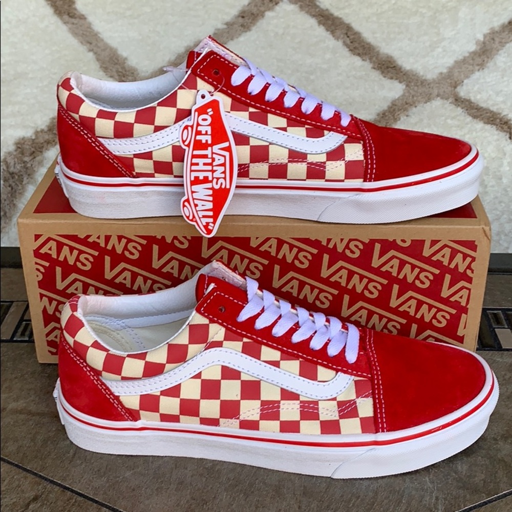••VANS OLD SKOOL PRIMARY CHECK Rng Red/White WMNS - Picture 2 of 16